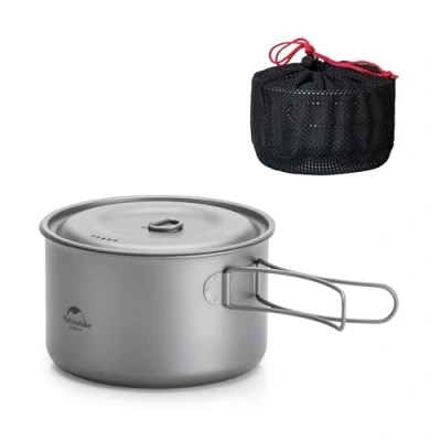 Image of Naturehike Titanium Pot 1300ml Ultra Lightweight Camping Cookware Outdoor Hiking Cooking Gear Durable Backpacking Portable Stove Compatible Bushcraft Travel Picnic Survival