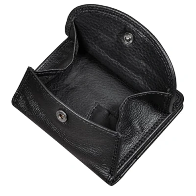 Image of STILORD &#039;Jólan&#039; Leather Combi Wallet and Card Case Small with RFID Protection Large Change Pocket Vintage Genuine Leather, Colour:Black