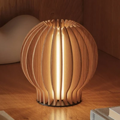 Image of EVA Solo LED table lamp Radiant, light wood, Ø 14cm, USB