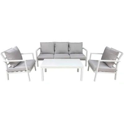 Image of Dellonda Kyoto 4 Piece Aluminium Outdoor Garden Sofa Arm Chair Coffee Table Set