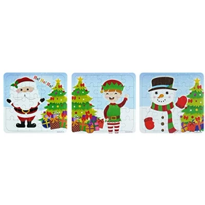 Image of Henbrandt 3 Christmas Puzzles 25 Piece Mini Jigsaw Puzzle Boys Girl Unisex Party Bag Fillers