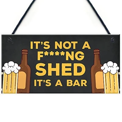 Image of Funny Home Bar Sign RUDE Witty Cheeky Joke Man Cave Pub Garage Alcohol Gift