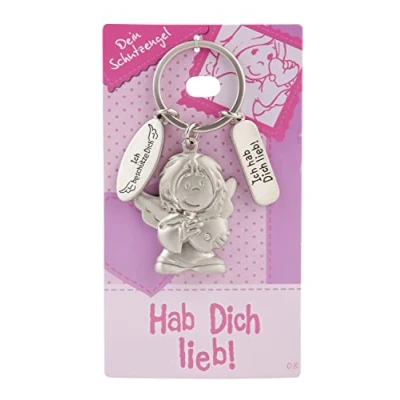 Image of Depesche 7518 008 Guardian Angel Key Pendant Metal Lucky Charm with Angel, Ring and Loving Message, for Giving to Family Members, Friends Families