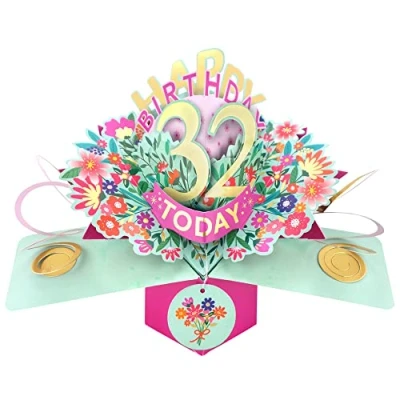 Image of Happy 32nd Birthday 32 Today Pop Up Greeting Card Love Kate&#039;s Cards Her POP215MC32