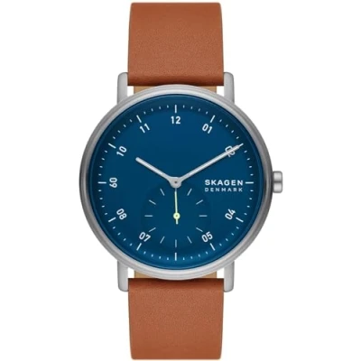Image of Skagen Men Analog Quartz Watch with Leather Strap SKW6888