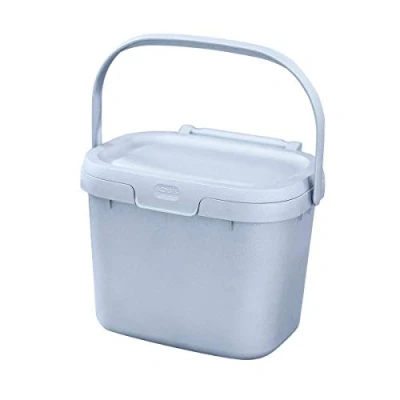 Image of Addis 518384 Eco 100% Plastic Everyday Kitchen Food Waste Compost Caddy Bin, 4.5 Litre, Recycled Light Grey