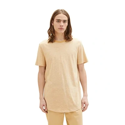 Image of TOM TAILOR Denim Men&#039;s 1035609 Long fit T Shirt, 31354 Brown White Fine Yd Stripe, S