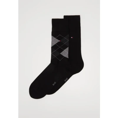 Image of Tommy Hilfiger Classic Mens Socks Men&#039;s Accessories Signature Embroidered Logo 2 Pack Black