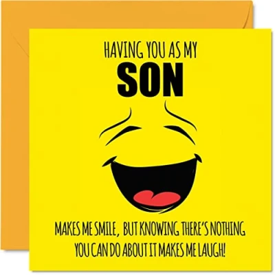 Image of Funny Birthday Cards for Son Make Me Smile Joke Happy Card from Mum or Dad, Banter Gifts, 145mm x Greeting Gift