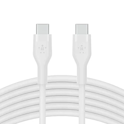 Image of Belkin BoostCharge Flex silicone USB C charger cable, IF certified type to charging cable for iPhone 16, 15, Galaxy S24, S23, iPad, MacBook, Note, Pixel and more 3m, white