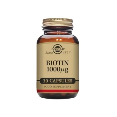 Image of Solgar Biotin 1000 µg Vegetable Capsules Pack of 50 For Healthy Hair and Skin Promotes Energy Vitality Vegan