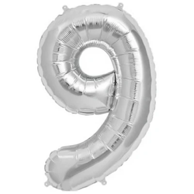 Image of Silver Number 9 Foil Balloon, 101cm