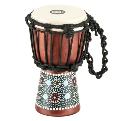 Image of Meinl Percussion African Mini Djembe Extra Small Handdrum With Goat Head Diameter 4,5 Inches Mahogany, Multicoloured (HDJ8 XXS)