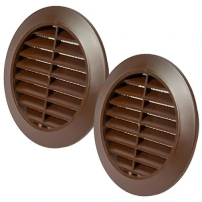 Image of Vent Systems 80 mm / 3.15&#039;&#039; Inch Brown Pack of 2 Air Cover Round Vents Ventilation Grille Integrated Insect Screen HVAC for Bathroom, Home Office, Kitchen