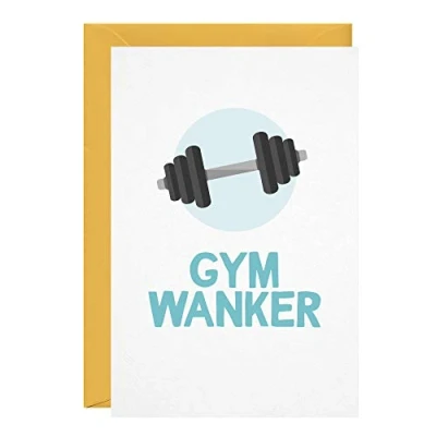 Image of Gym Wanker Birthday Card Funny Rude Profanity Husband Wife Boyfriend Girlfriend Son Daughter Friend Greeting Cards For Him Her Joke LOL