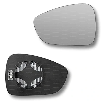 Image of Less4spares Replacement Wing Mirror Glass Left Compatible with Vauxhall Crossland X 2017 2022 CLIP ON Passnager Near Side N/S Heated Convex
