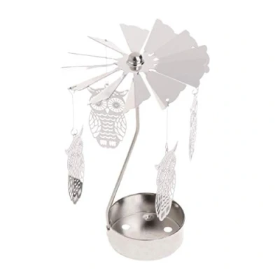Image of hgfcdd Rotary Spinning Tealight Candle Metal Tea Light Holder Carousel Home Decor Gift