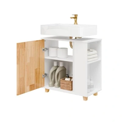 Image of SoBuy BZR75 W, Under Sink Cabinet Bathroom Vanity Unit Storage with Side Shelves