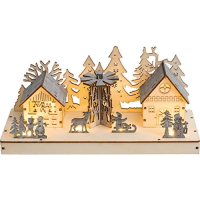 Image of St Helens Home &amp; Garden Battery Powered Wooden Light Up Festive Scene