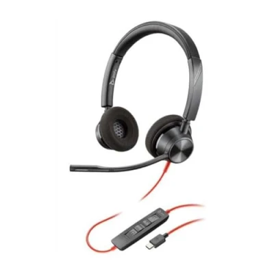 Image of Blackwire 3320 USB C (Poly) Wired, Dual Ear (Stereo) Headset with Boom Mic to connect your PC and/or Mac Works Teams, Zoom, &amp; more
