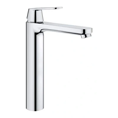 Image of GROHE Eurosmart Cosmopolitan Single Lever Basin Mixer with Smooth Body an Eco Friendly Tap in Chrome Extra High Spout for Freestanding Basins Easy to Install 23921000
