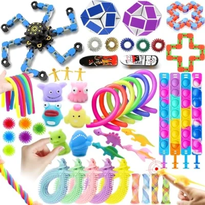 Image of 50Pcs Fidget Toys Pack, Sensory Set, Toy Gift for Boys Girls, Stress Anxiety Relief Squishy ADHD Autism Autistic,Party Bag Fillers, Birthday Kids Teen Adult
