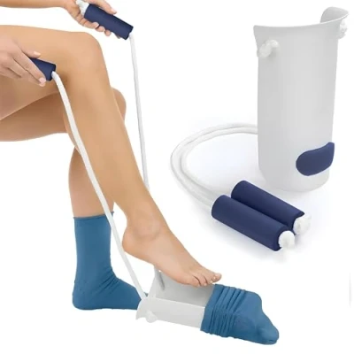 Image of Sock Assist for Men and Women, Easy to Use Assistant Helper with Foam Handles Elderly, Disabled, Pregnant Pulling Device Socks Aid
