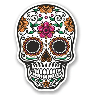 Image of 2 x Sugar Skull Vinyl Sticker Decal iPad Laptop Car Bike Helmet Girls Gift #4675 (7cm Wide 10cm Tall)
