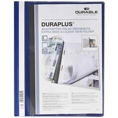 Image of Durable Filing PVC Folder with Clear A4 Title Pocket Dark Blue, Pack of 25