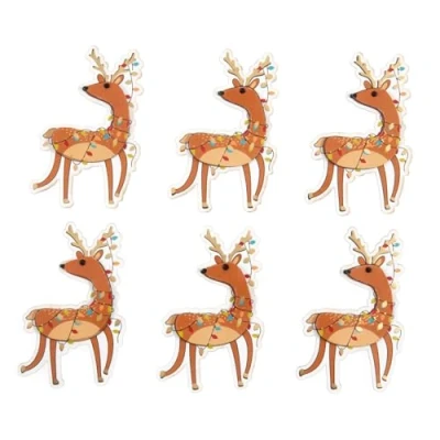 Image of Christmas Festive Animal Craft Sticker Self Adhesive Sloth Dog Reindeer Choice (Festive x 6)