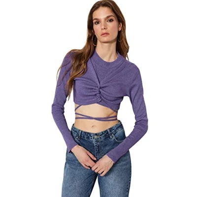 Image of Trendyol FeMan Regular fit Basic Crew Neck Knit Blouse Purple