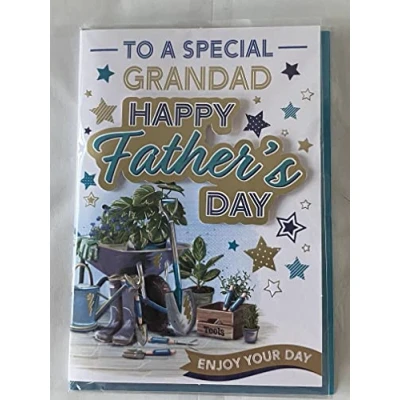 Image of To A Special Grandad Happy Father&#039;s Day Enjoy Your Fathers Card Wheelbarrow/Gardening 3D/Foil Detail(PRELUDE48128)