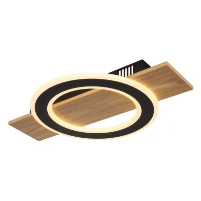 Image of Jayden Integrated LED Semi Flush Ceiling Light Wood Look Dark 3000K