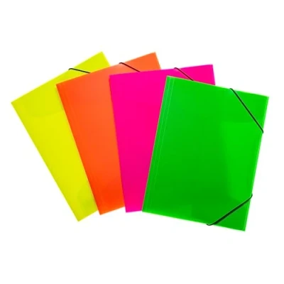 Image of HERMA 19596 Portfolio Folders A4 Translucent Neon Assortment, Pack of 12, Children&#039;s Plastic Corner Folder with Inner Flaps and Elastic Band, Sturdy Set for Boys Girls