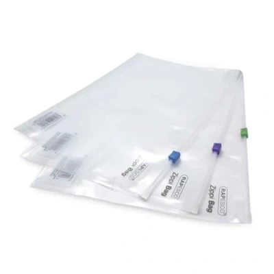 Image of Rapesco 0796 Zippi File with Plastic Zip, A4+, Transparent, Pack of 25