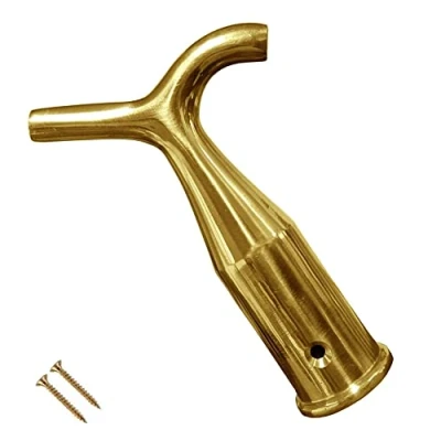 Image of TERF® Traditional Vintage Style Polished Brass Pole Hook Sash Window Catch Lift Pull Fanlight Skylight Loft Attic Blinds Boat including Fixing Screw Pack of 1