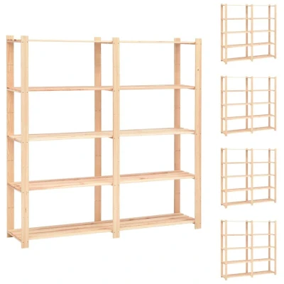 Image of vidaXL 5 Tier Storage Racks pcs 170x38x170 cm Solid Pinewood 500 kg