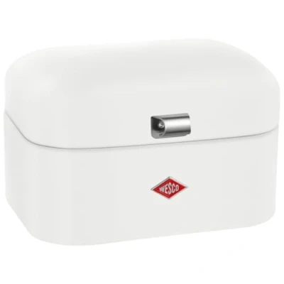 Image of WESCO Single Grandy Bread Bin Matte White, Powder Coated Sheet Steel, Ventilation Holes and Sturdy Handle