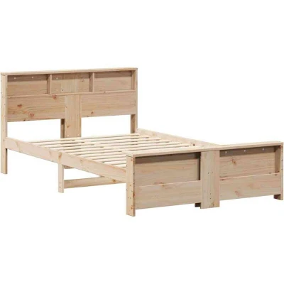 Image of vidaXL Bed Frame with Headboard Brown 120 x 200 cm Solid pine wood
