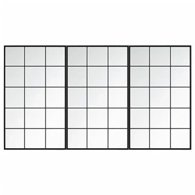 Image of vidaXL Wall Mirrors Set of 3 Black Metal Frame A Versatile and Space Saving Decor for Living Room, Bedroom, Hallway Easy to Install