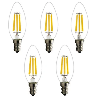 Image of LED E14 Base Candle Filament Bulb 2 W / 4 6 W, Equivalent to 20 40 60 Incandescent Bulb, Warm White 2700 K, Flame, Light Beam Angle 360 6w 5 pezzi