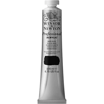 Image of Winsor &amp; Newton 200ml Professional Acrylic Colour Tube Mars Black