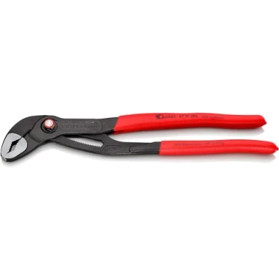 Image of Knipex Cobra® QuickSet High Tech Water Pump Pliers grey atramentized, with non slip plastic coating 300 mm 87 21