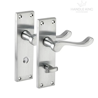 Image of Victorian Scoll Bathroom Door Handles on Backplate with Brushed Chrome Finish H751014SC