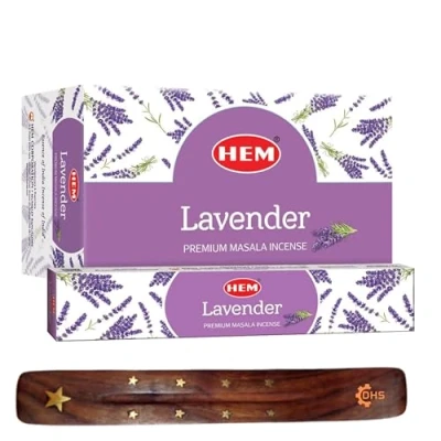 Image of HEM Lavender Premium Incense Sticks, Full Pack of 12, Each 15 gms with DHS stick holder for Yoga, Meditation, Healing, Spirituality, Aromatherapy, Spa and Relaxation…