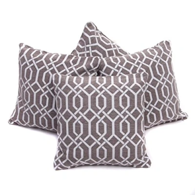 Image of Red Rainbow Modern Grey Chenille Set of 4 Geometric Design 18 inch Cushion Covers