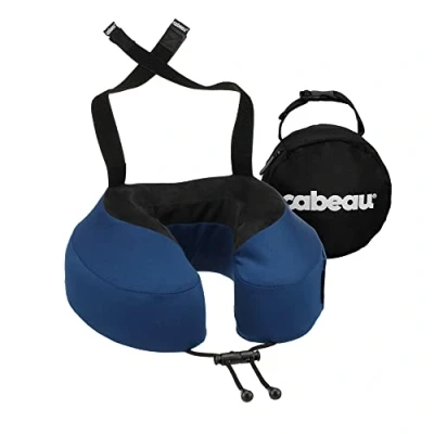 Image of Cabeau Evolution S3 Travel Pillow Straps to Airplane Seat Ensures Your Head Won’t Fall Forward Relax with Plush Memory Foam Quick Dry Fabric Keeps You Cool and (Indigo)…