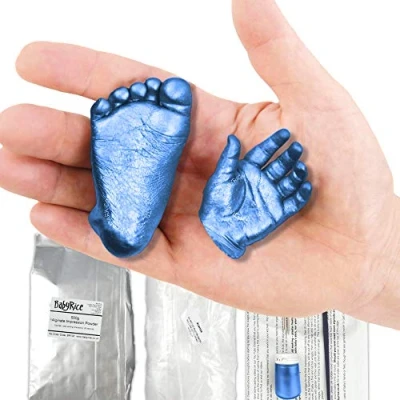 Image of BabyRice Baby Casting Kit to Make 3D Hand and Foot Plaster Casts (Blue)