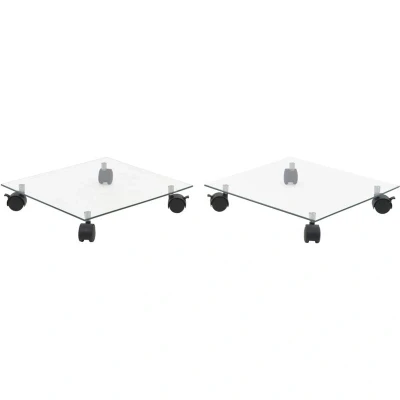 Image of vidaXL Plant Rollers 2 pcs Tempered Glass 35x35 cm Square