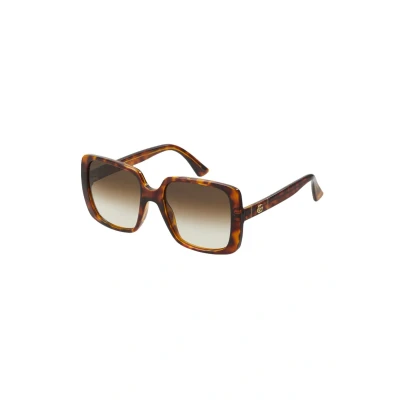 Image of Gucci GG Oversized Square Acetate Sunglasses Sunglasses, Women&#039;s, Size: 56, Havana/brown